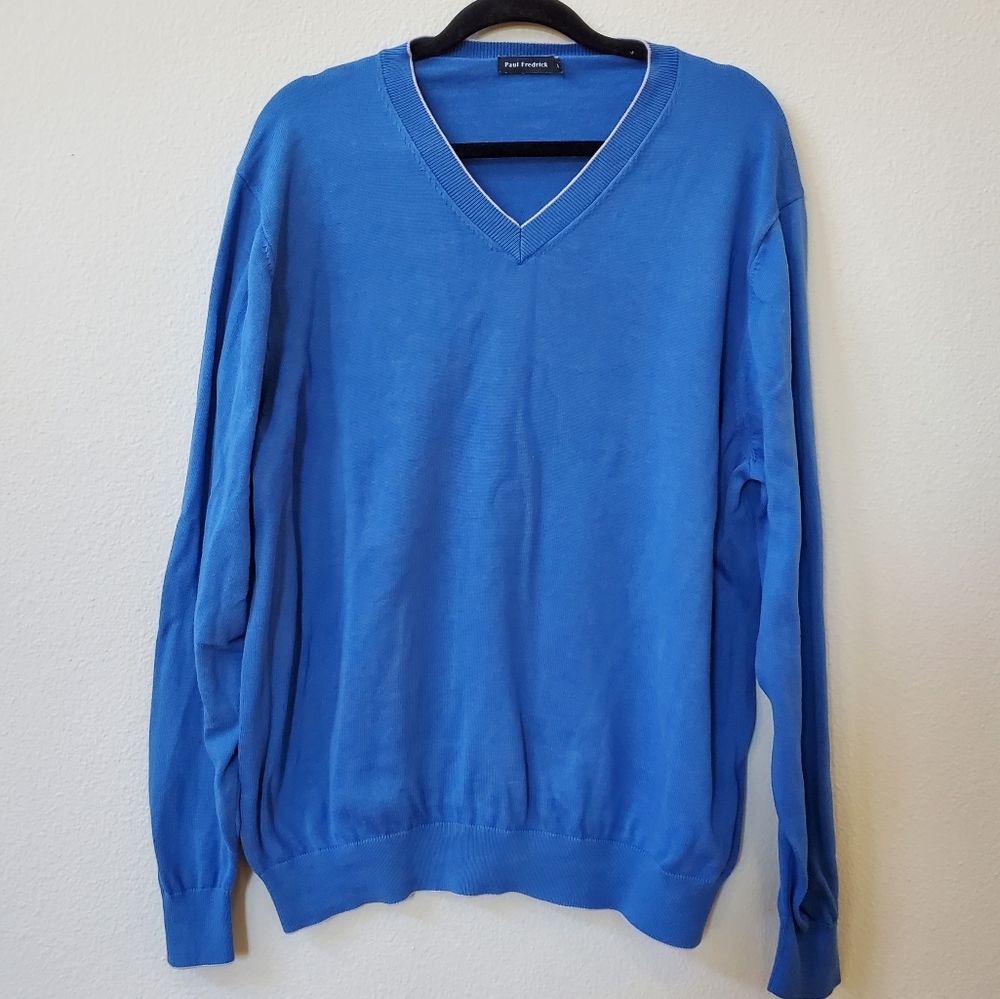 Paul Fredrick Colbalt Blue Cotton Sweater